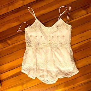 Candie’s lace tank white and sparkly